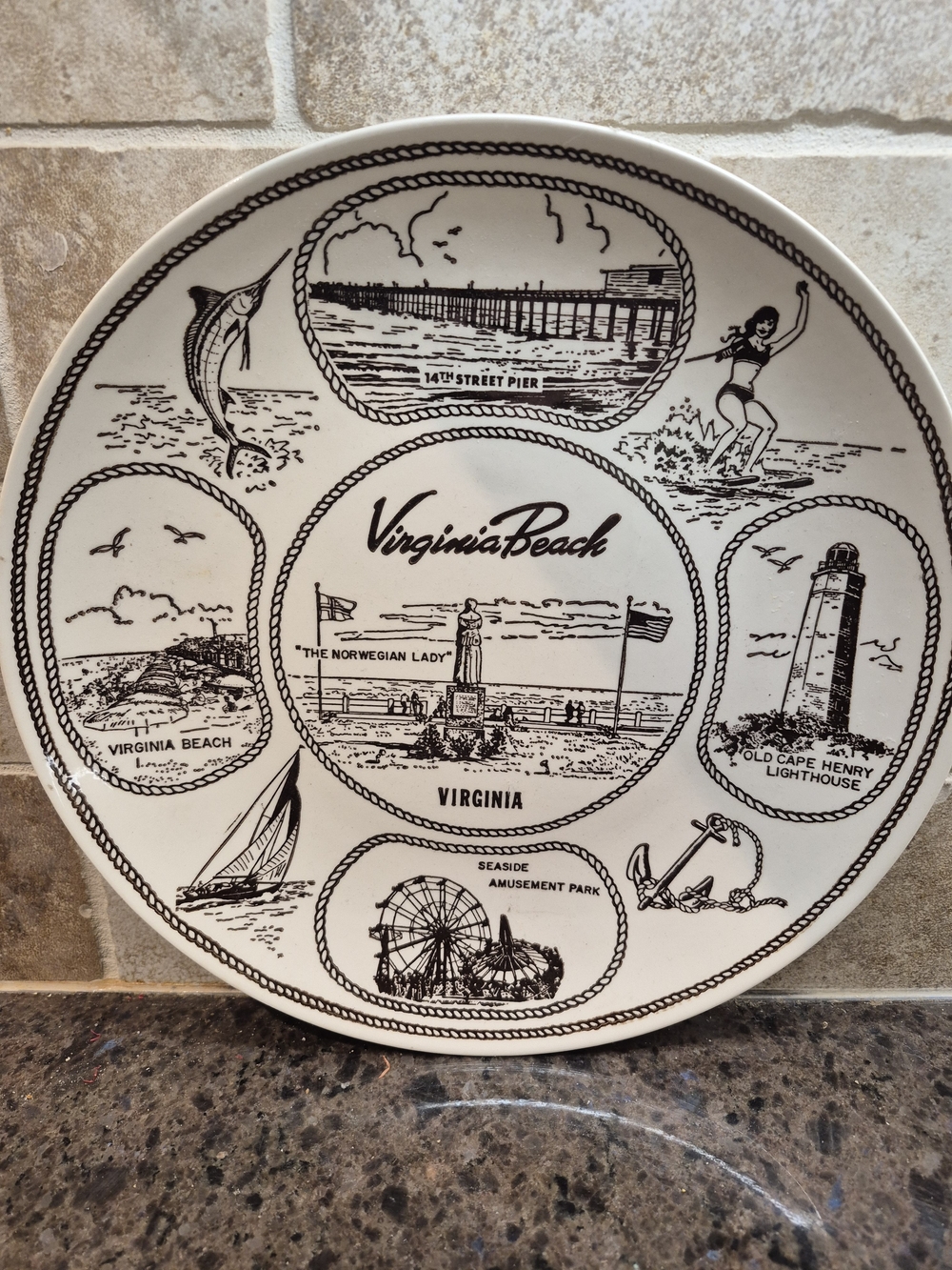 Virginia Vintage State Souvenir Collectible Plate Ironstone Underglaze China USA